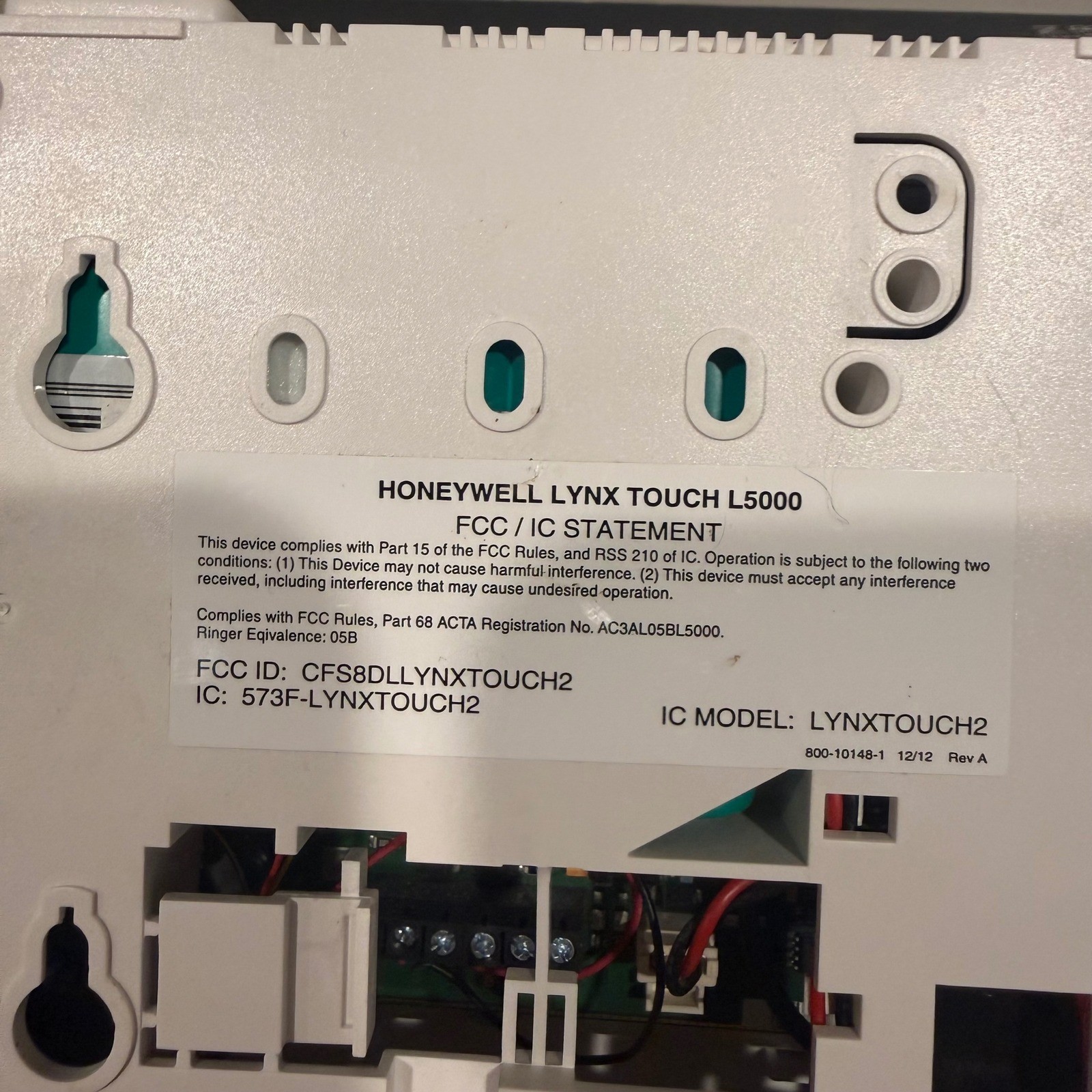 Honeywell LYNX Touch L5000 Home Security Alarm Control Panel White Good