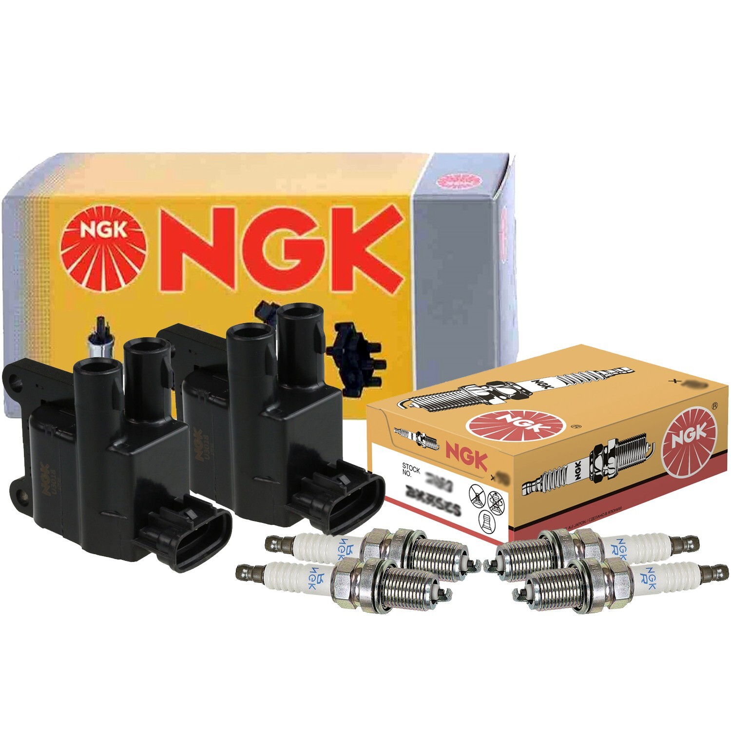 NGK 2 Ignition Coil & 4 Standard Spark Plugs Kit For Toyota Tacoma 2RZ-FE 3RZ-FE