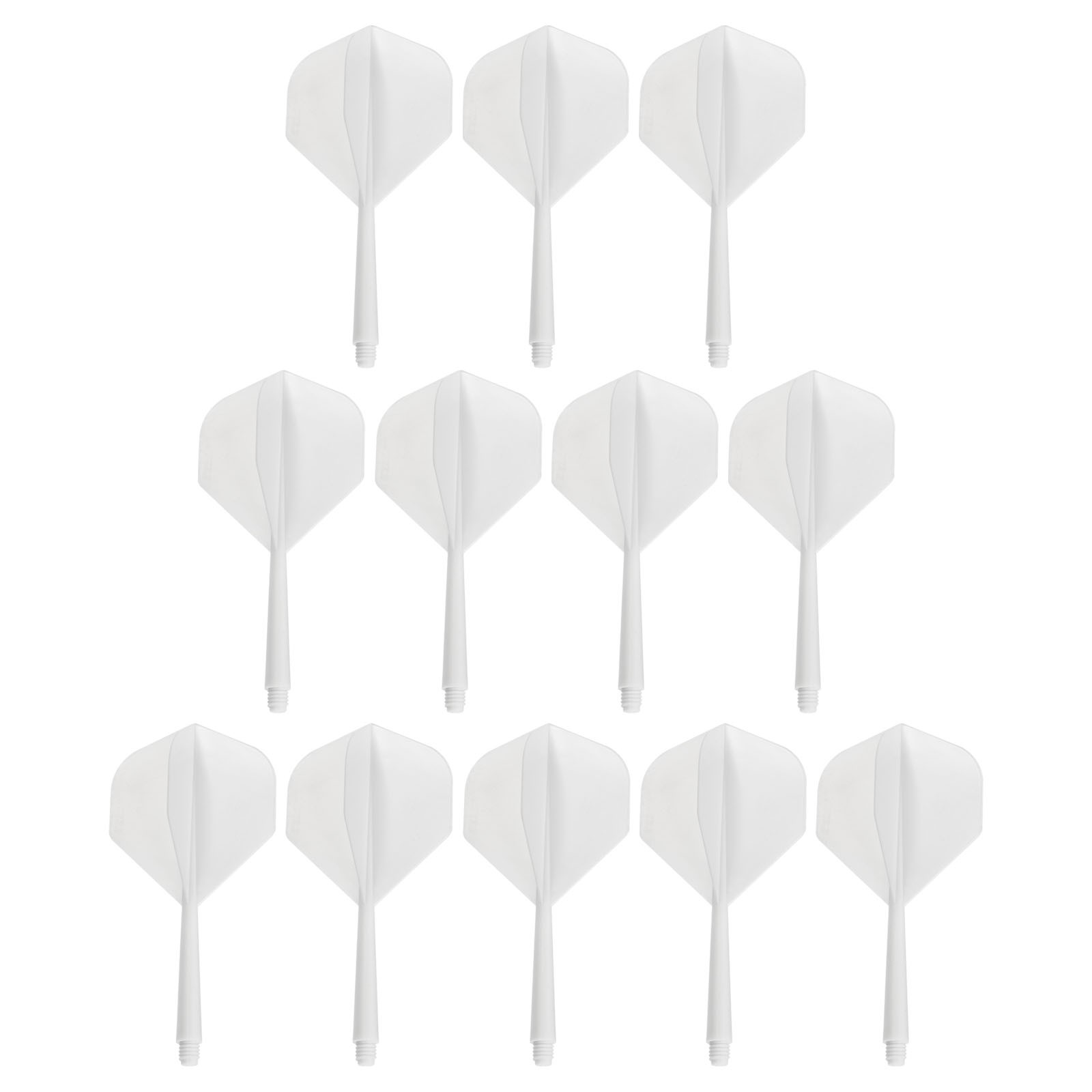 Integrated Dart Shaft & Flights, 12 Pack Plastic Dart Flight Set, White
