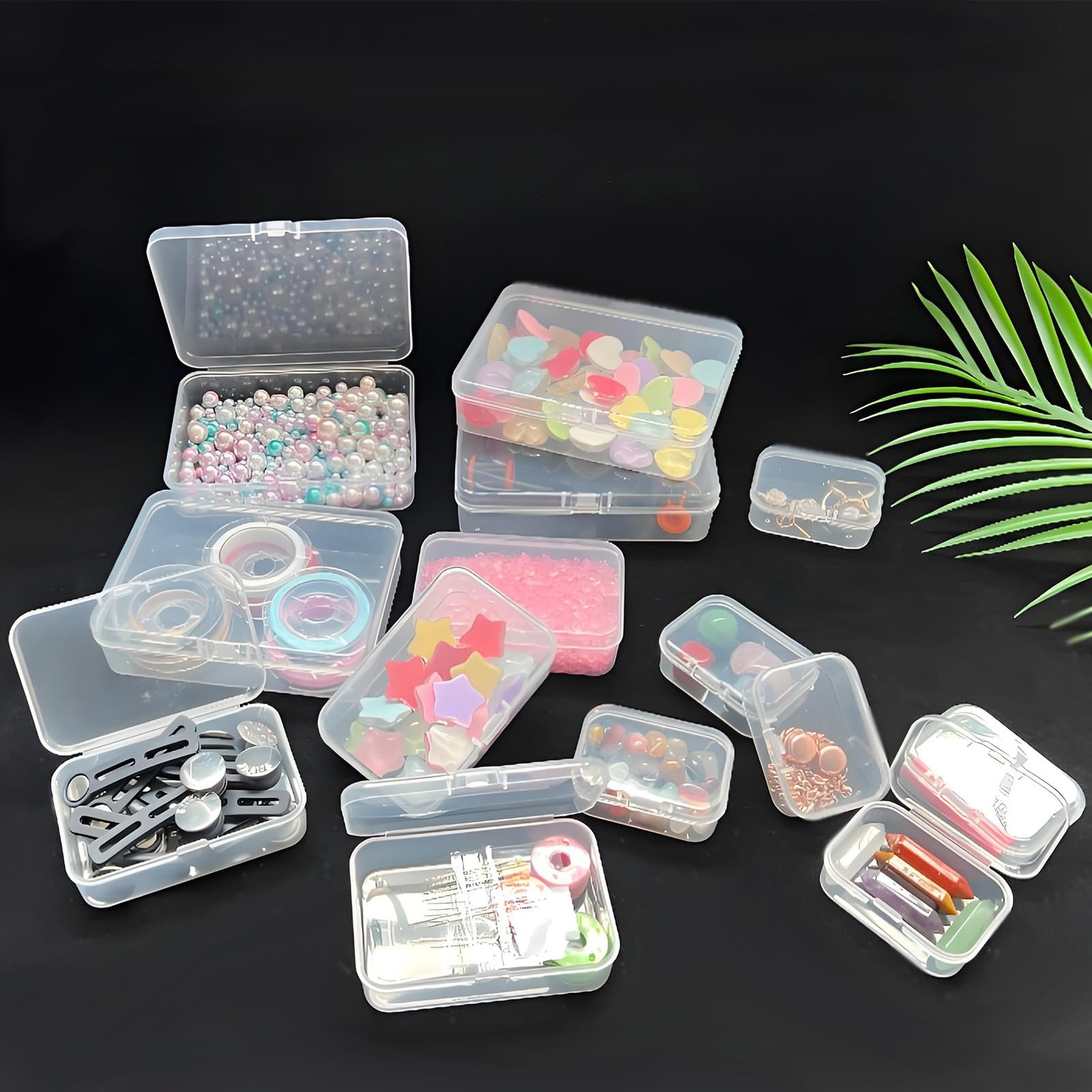 Bead Organizers and Storage-28 Pcs Small Plastic Boxes,Mini Clear Plastic Sto...
