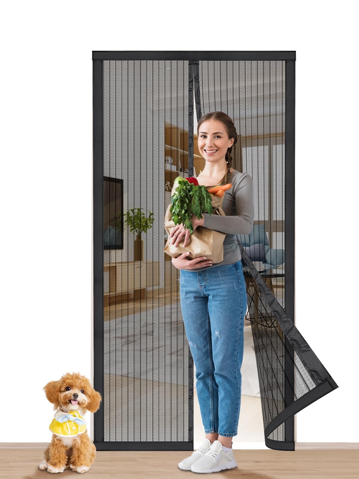 Smartor Magnetic Screen Door Magnetic Closure Fits 36"x82" Doors |Polyester  ...