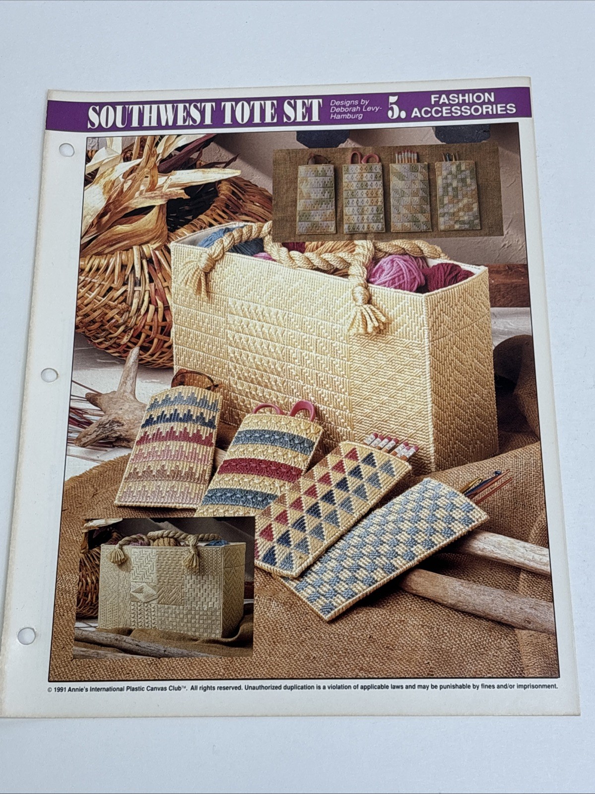 Southwest Tote Set Eyeglass Case Annie's Attic Plastic Canvas Pattern Page