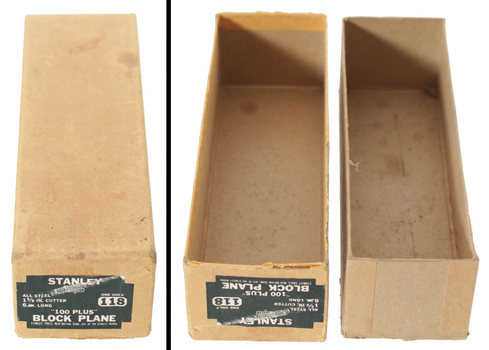 Orig. Pasteboard Box for Stanley No. 118 Block Plane - Full Label - mjdtoolparts