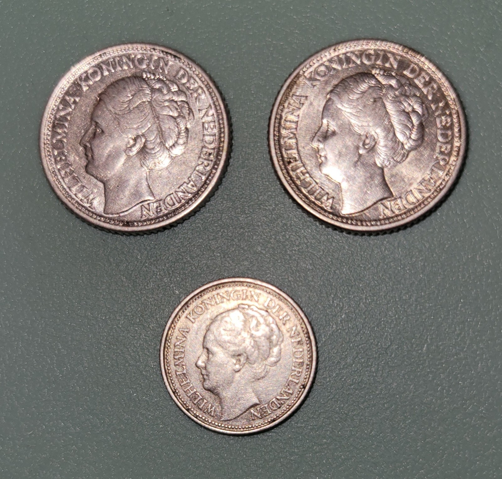 2x 1944 NETHERLANDS Silver Quarters & 1930 Silver Dime. 64% Silver. Ship for $1.