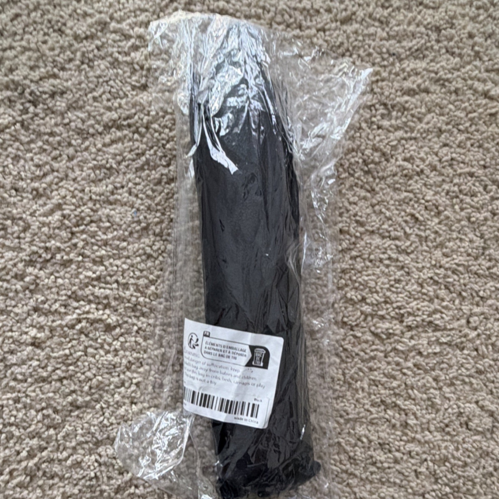 Black Compact Folding Men's Umbrella with Case, Solid Polyester, One Size