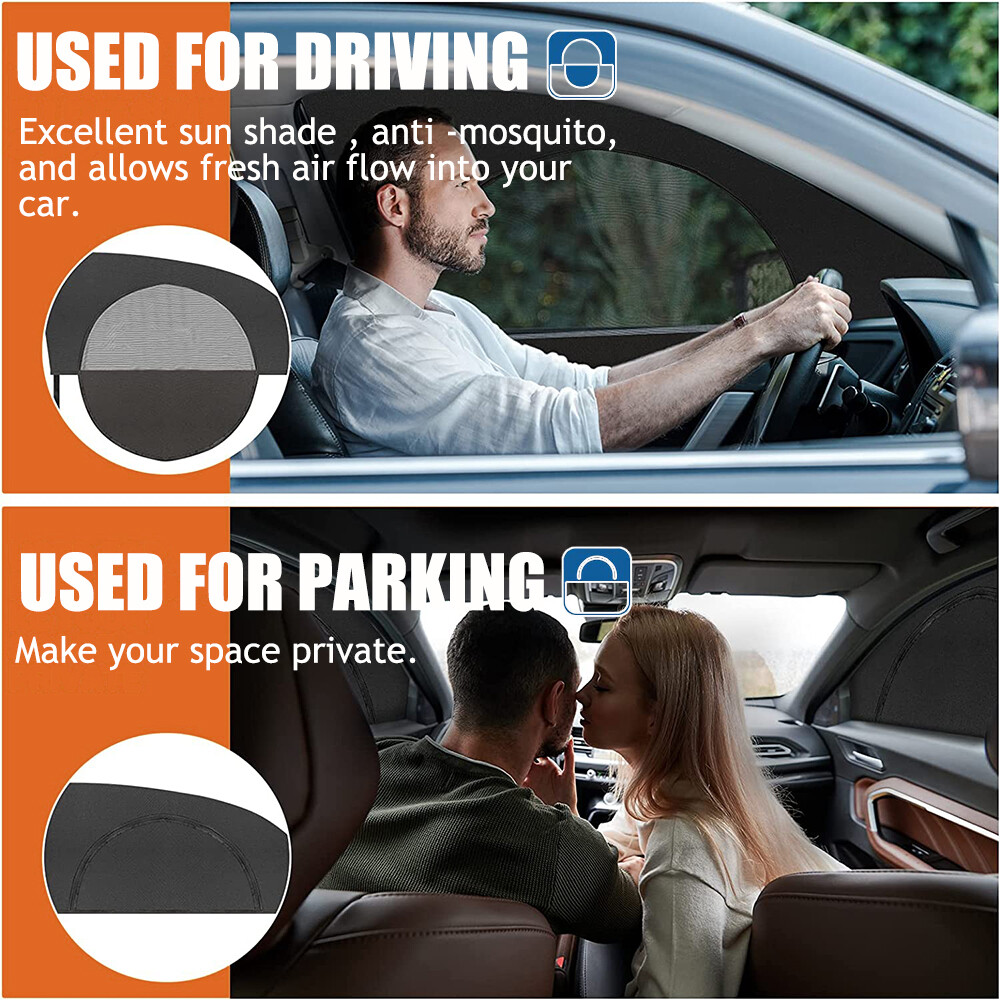 2PCS Car Side Front Rear Window Screen Cover Sun Shade Mesh Shield UV Protector