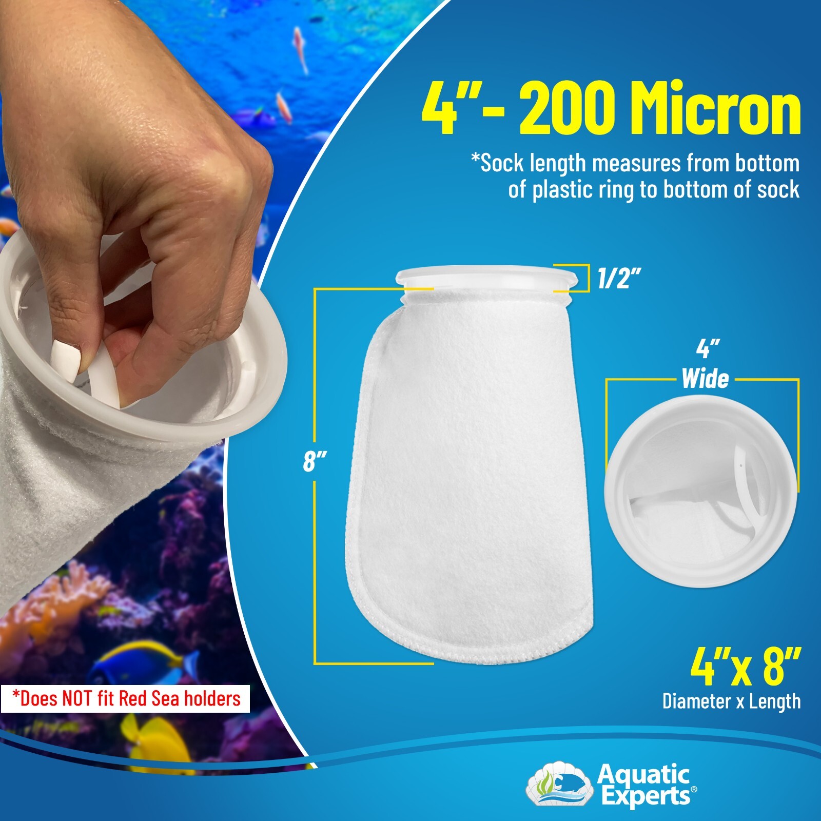 Aquatic Experts Felt Filter Socks 4 inch Ring 200 Micron - Short
