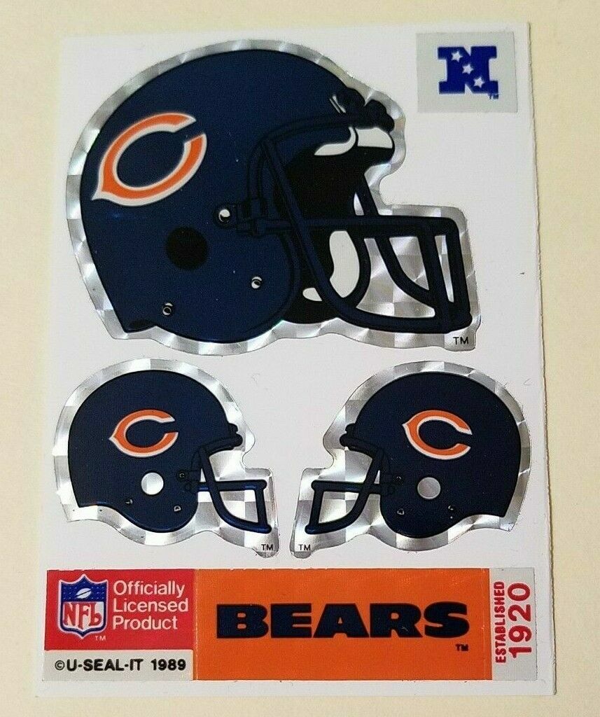 Lot of 6 - Chicago Bears - Vintage 1989 Holographic Helmet Sticker Cards