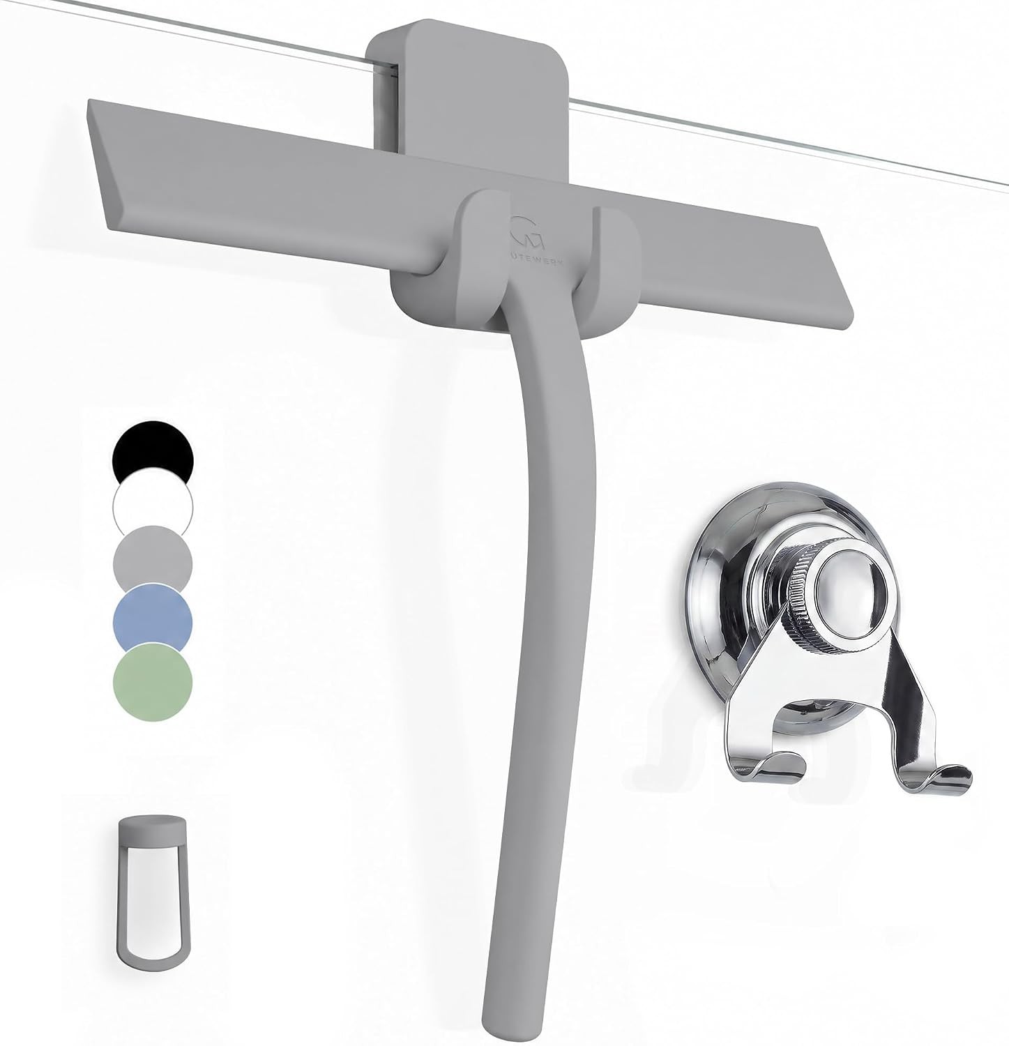 Silicone Shower Squeegee for Glass Doors & Mirrors with Stainless Steel Core,