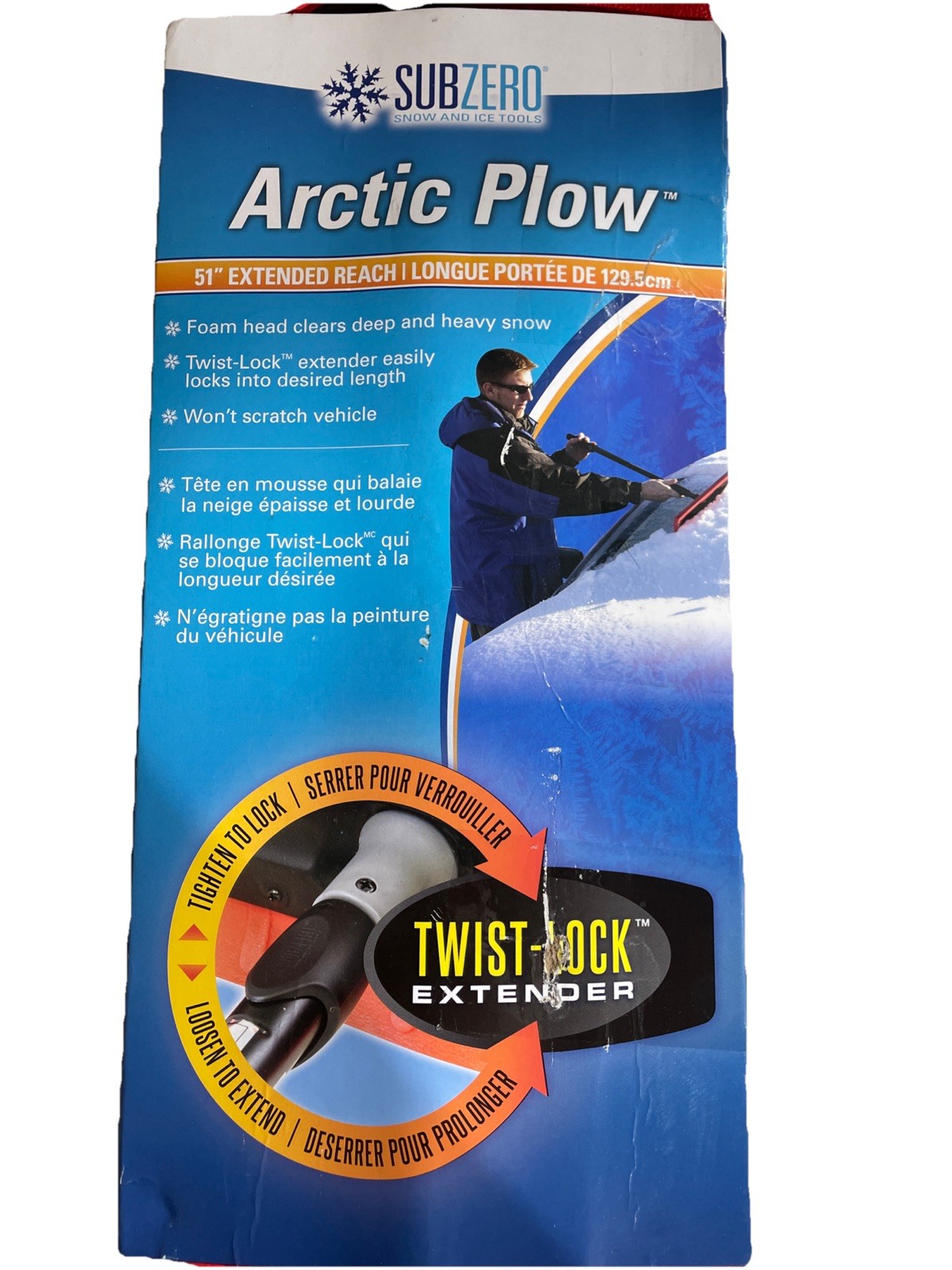 Hopkins 18841 Sub Zero Arctic Plow Snow Rake 16" W/grip, 46" Extendable Handle
