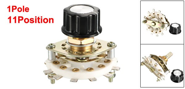 1P11T 1 Pole 11 Position 1 Deck Band Channel Rotary Switch Selector with Knobs