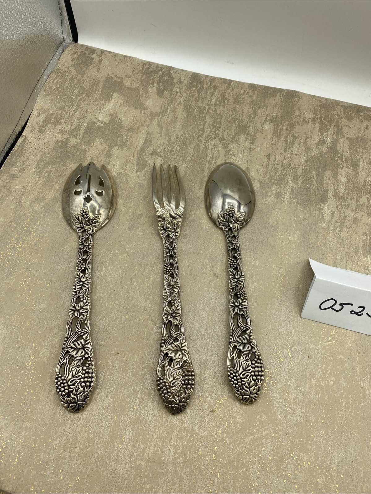 Godinger Made for Neiman Marcus, Grapevine Silver Plated 3 Piece Serving Set 9”