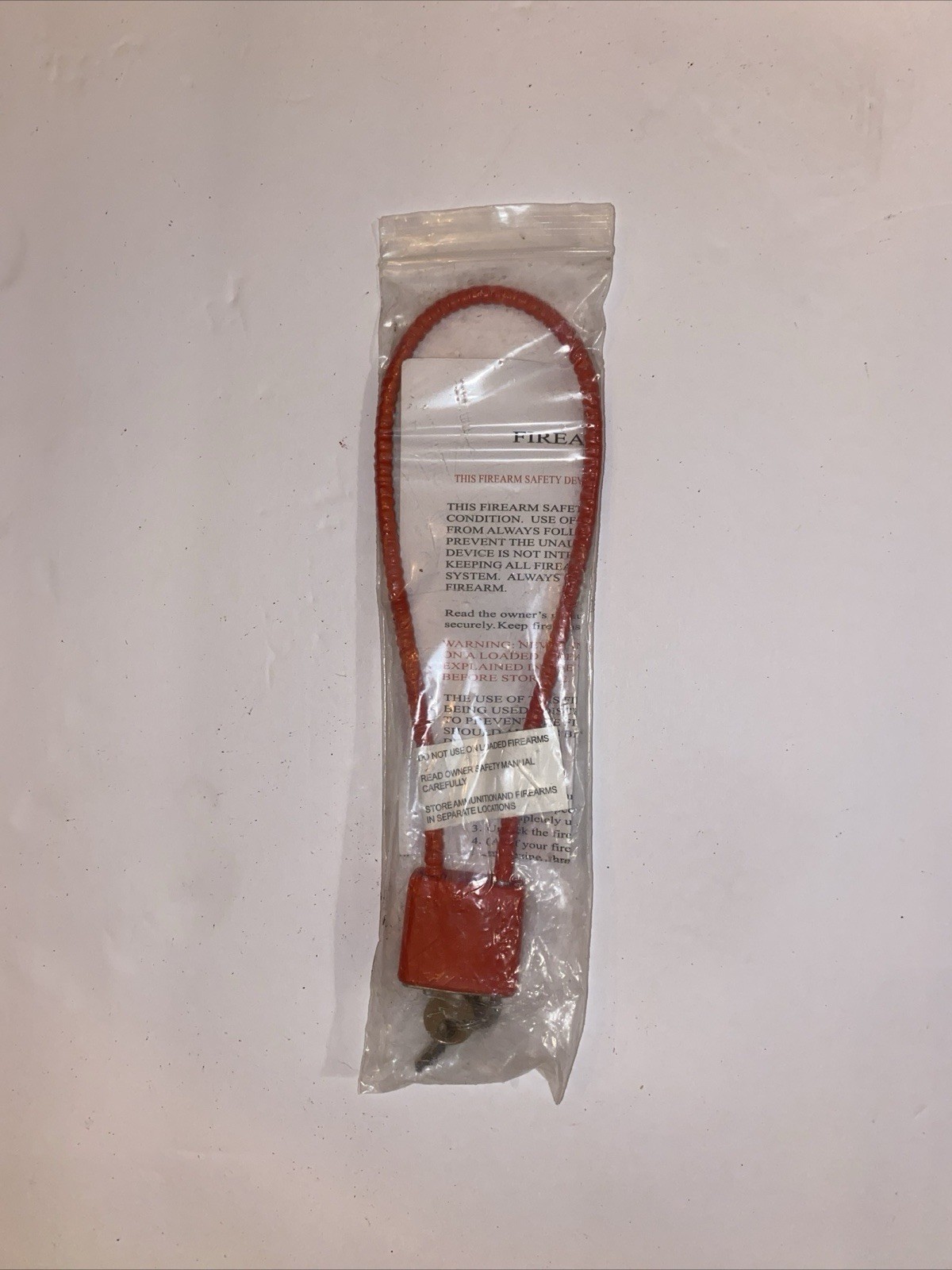 NEW  Firearm Gun Safety Cable Lock  (RED) w/ 2 Keys