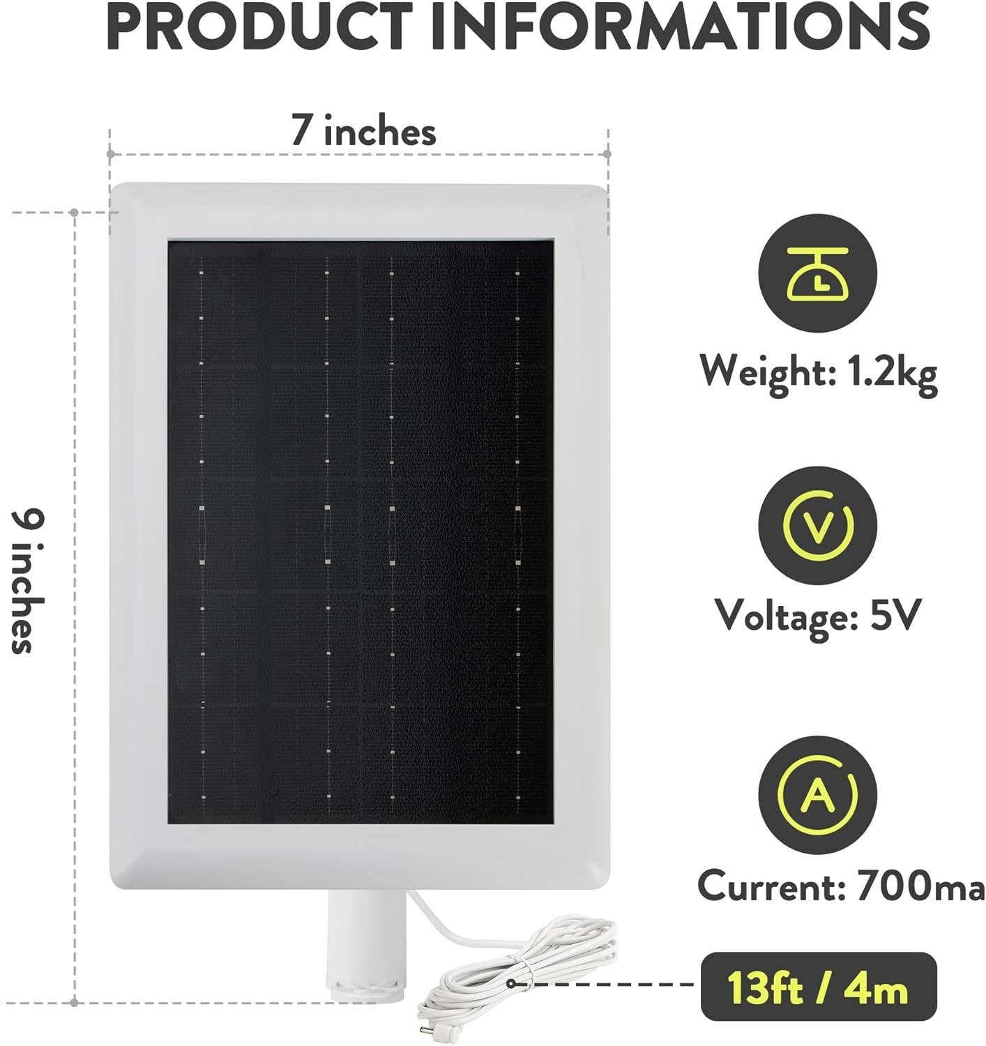 Ring Solar Panel(2nd Generation), 5W Ring Solar Panel Charger with 2Pack White