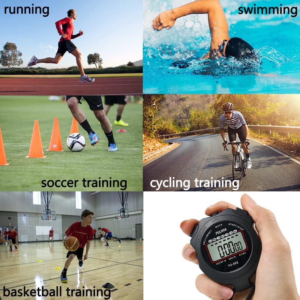 Stopwatch Timer Lap Split Digital Stopwatch With Clock Calendar Alarm, Large For