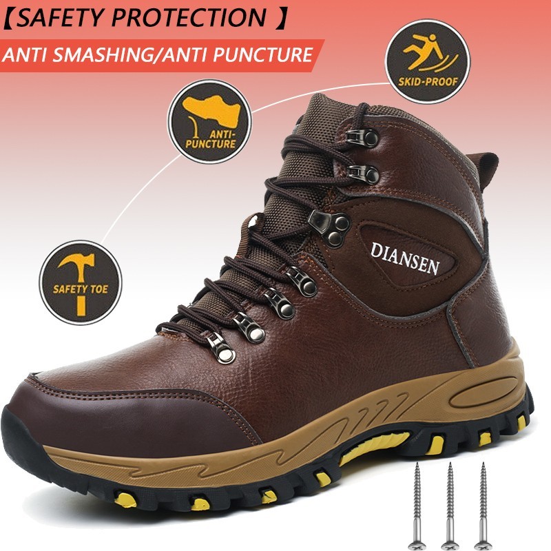 Steel Toe Safety Shoes Men Anti-Puncture Anti-Smash Industrial Work Boots New