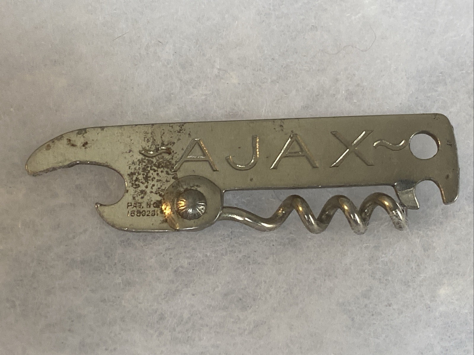 1930's AJAX BEER Ad Promo Pocket Bottle Opener Corkscrew