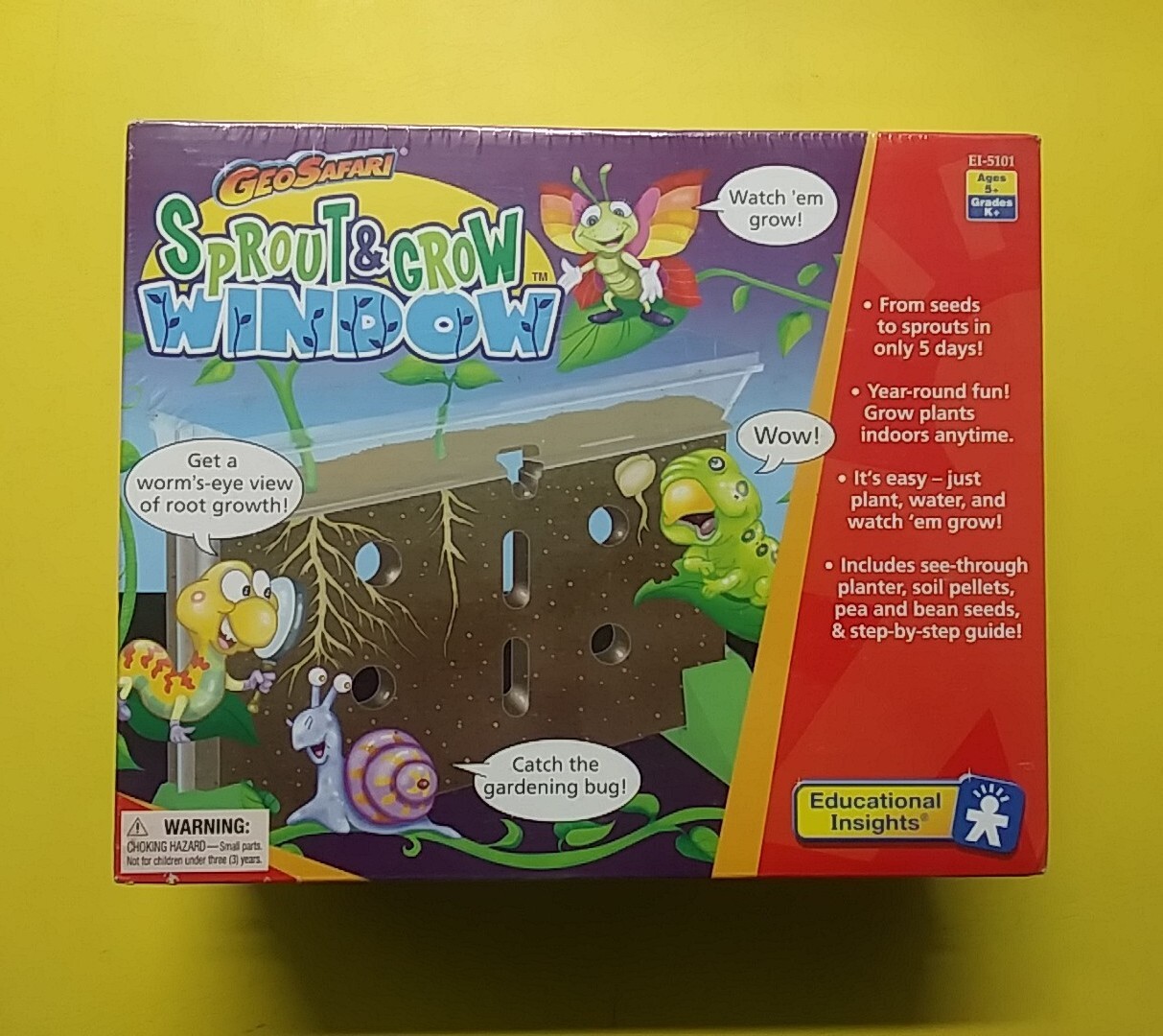 GeoSafari Sprout & Grow Window w/ Wonder Soil Plant Indoor NEW Age 5+