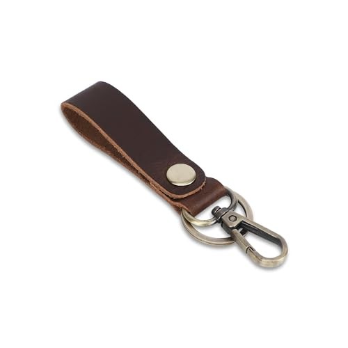 Genuine Leather Keychain with Belt Loop - Key Brown Leather Keychain Key Holder