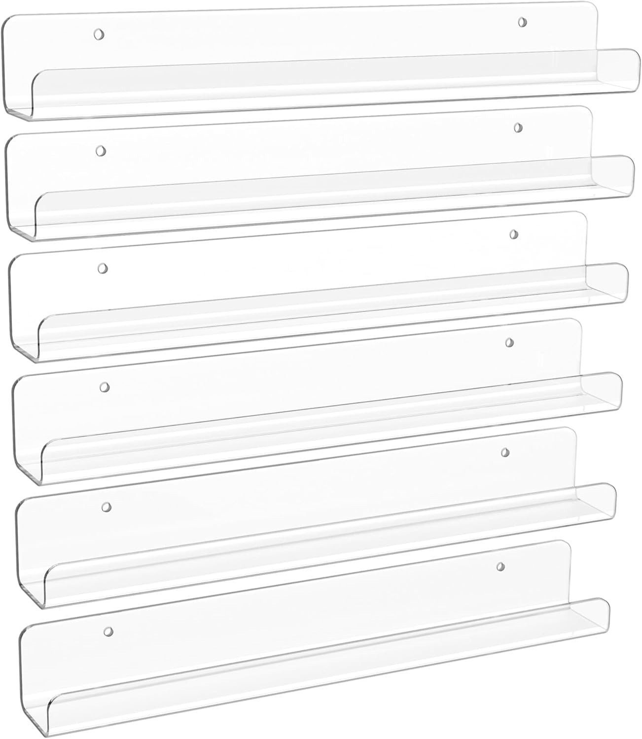 upsimples 6 Pack Clear Acrylic Shelves, 1.7" x 12"