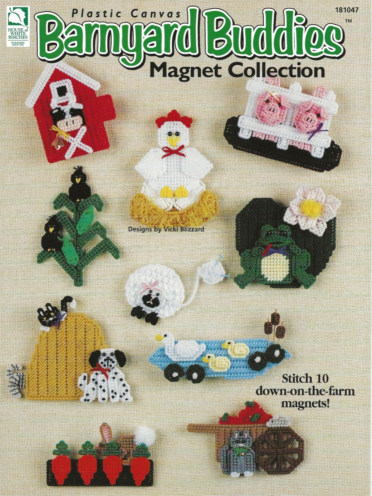 Barnyard Buddies Magnet Collection Plastic Canvas Chicken Cow Barn Pigs Dog BOOK