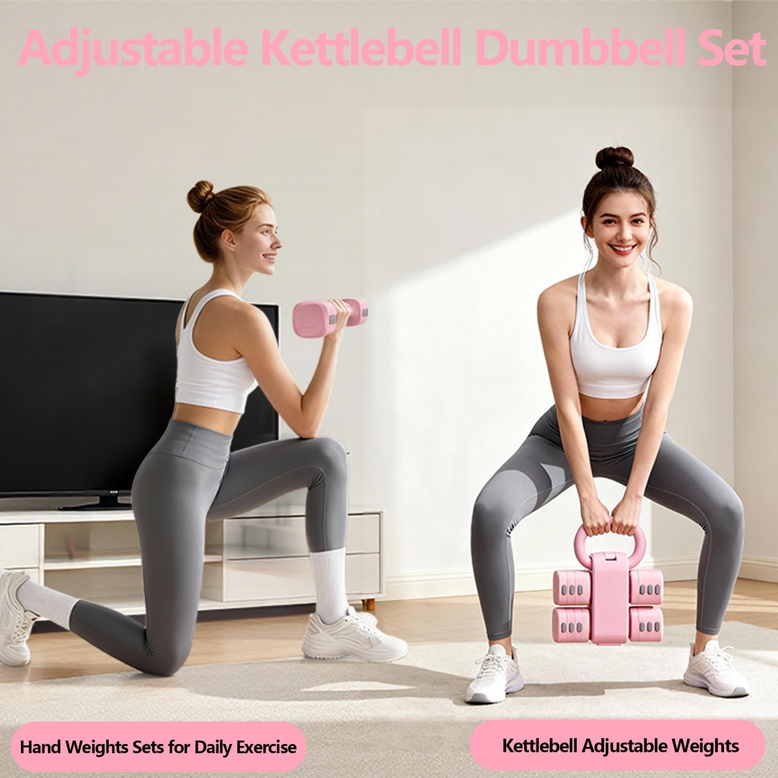 Flexella Adjustable Kettlebell Set, 4in1 Free Weight Kettlebell sets 5.5lbs 7...