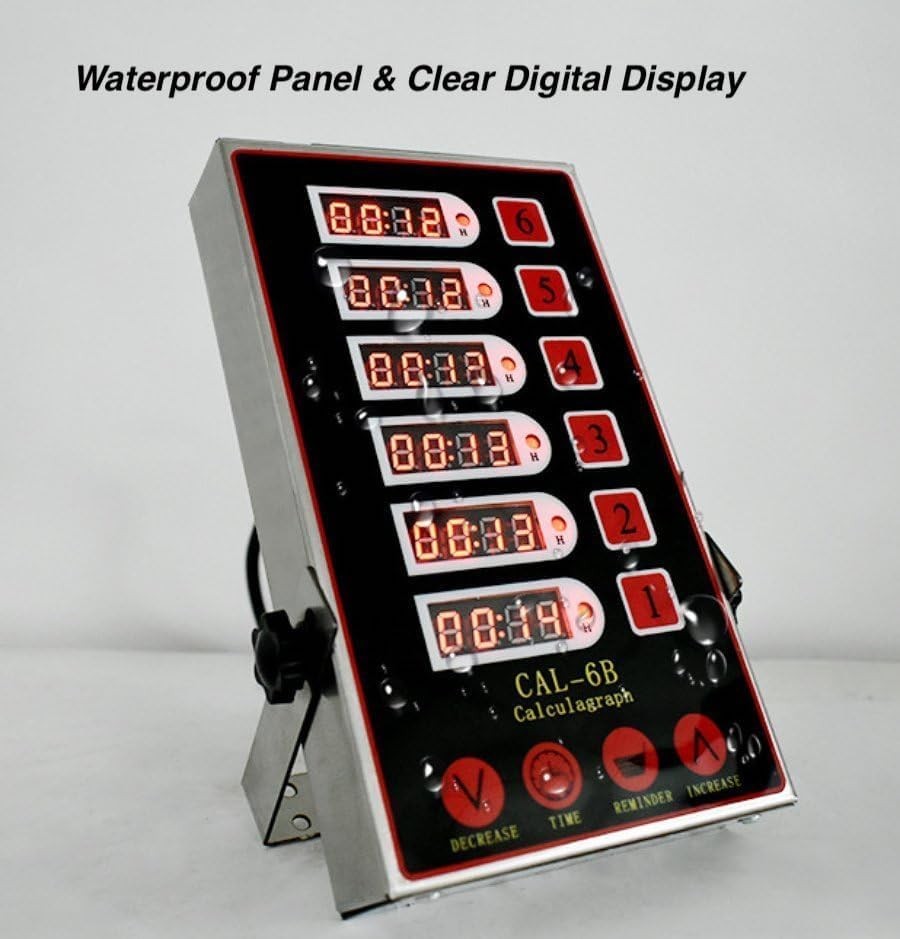 Commercial Kitchen Timer with 6 Channels, Professional LED Digital Timer for ...