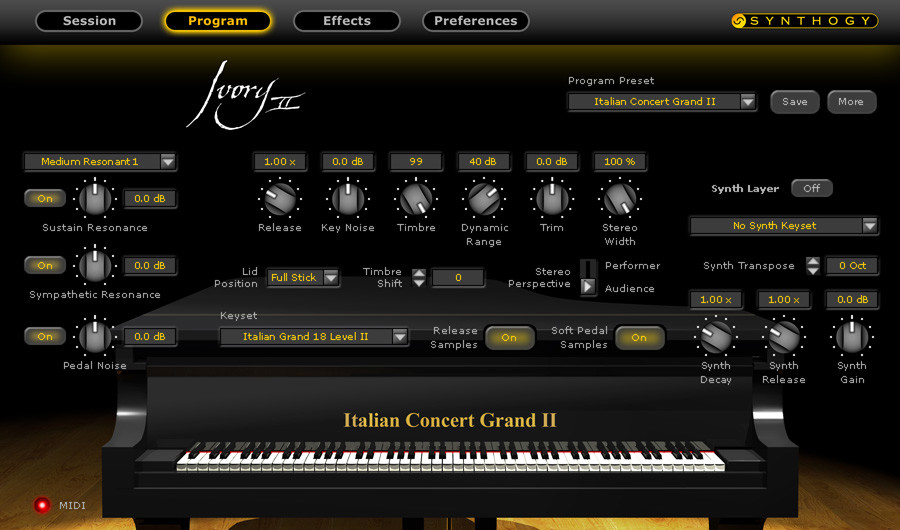 Ivory II - Italian Grand By Synthogy (Boxed)