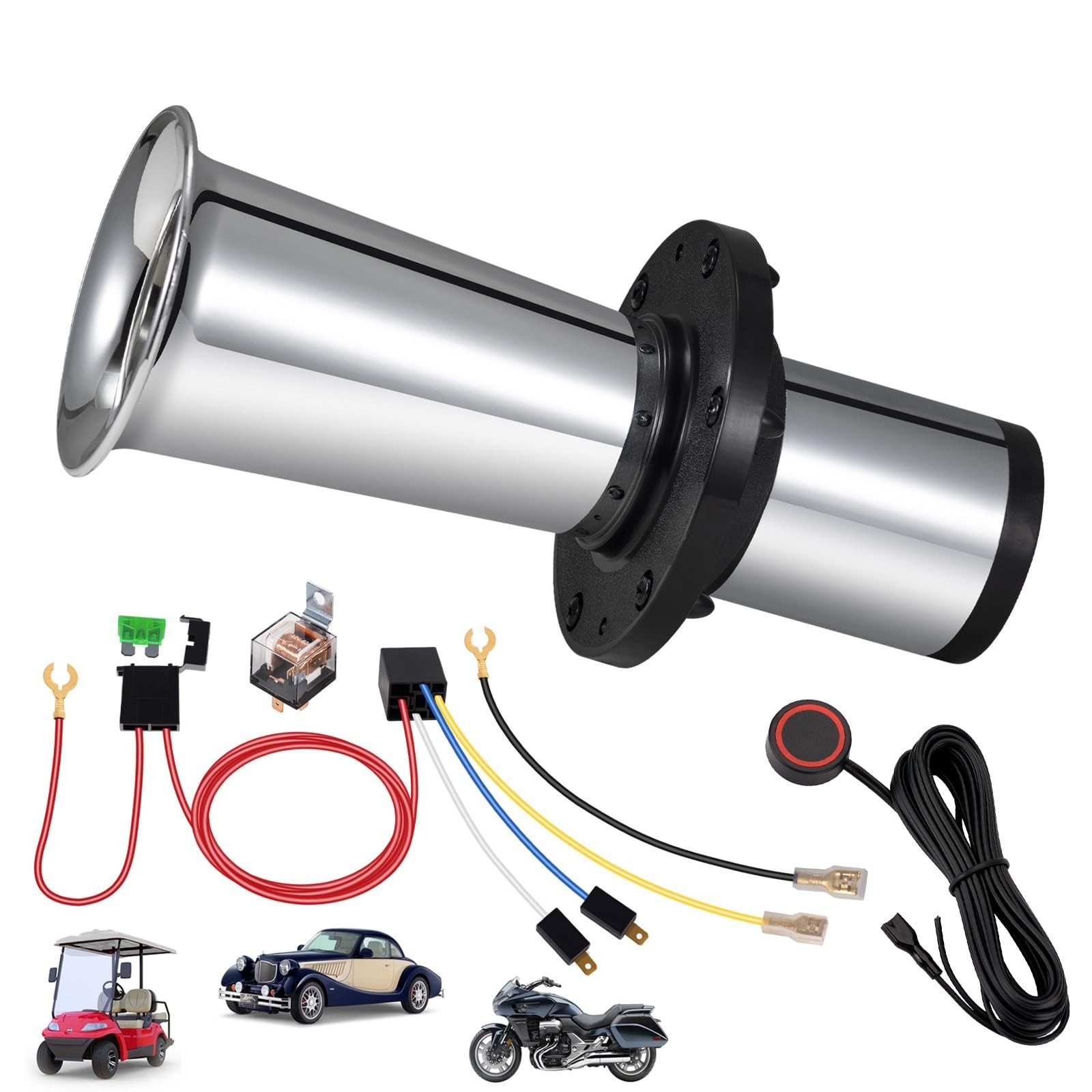 Ooga Horn 12V Kit, Antique Classic Aooga Ahooga Car Horn with Wire and Button...