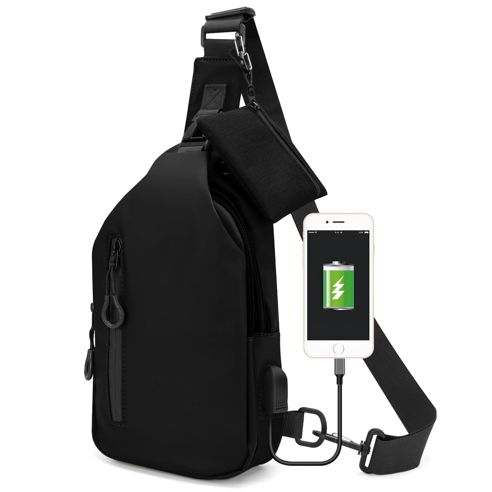 Waterproof Sling Backpack for Men & Women, Small Crossbody Bag with USB Charg...