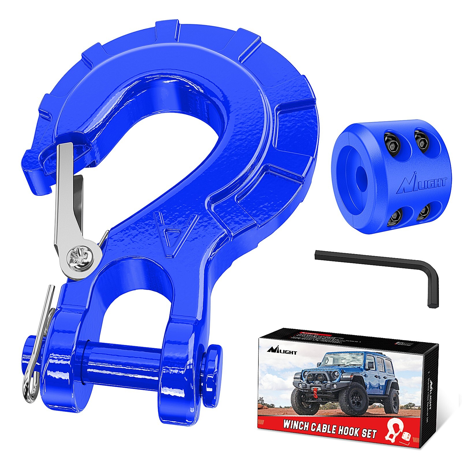 Nilight Forged Steel Winch Hook 3/8" Grade 70 Safety Latch Winch Cable Hook