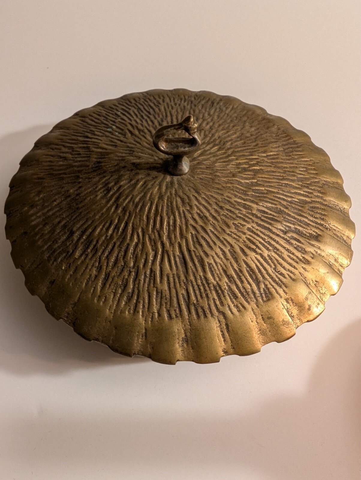 Vintage, Korean, woodsy acorn candy/trinket dish with finial