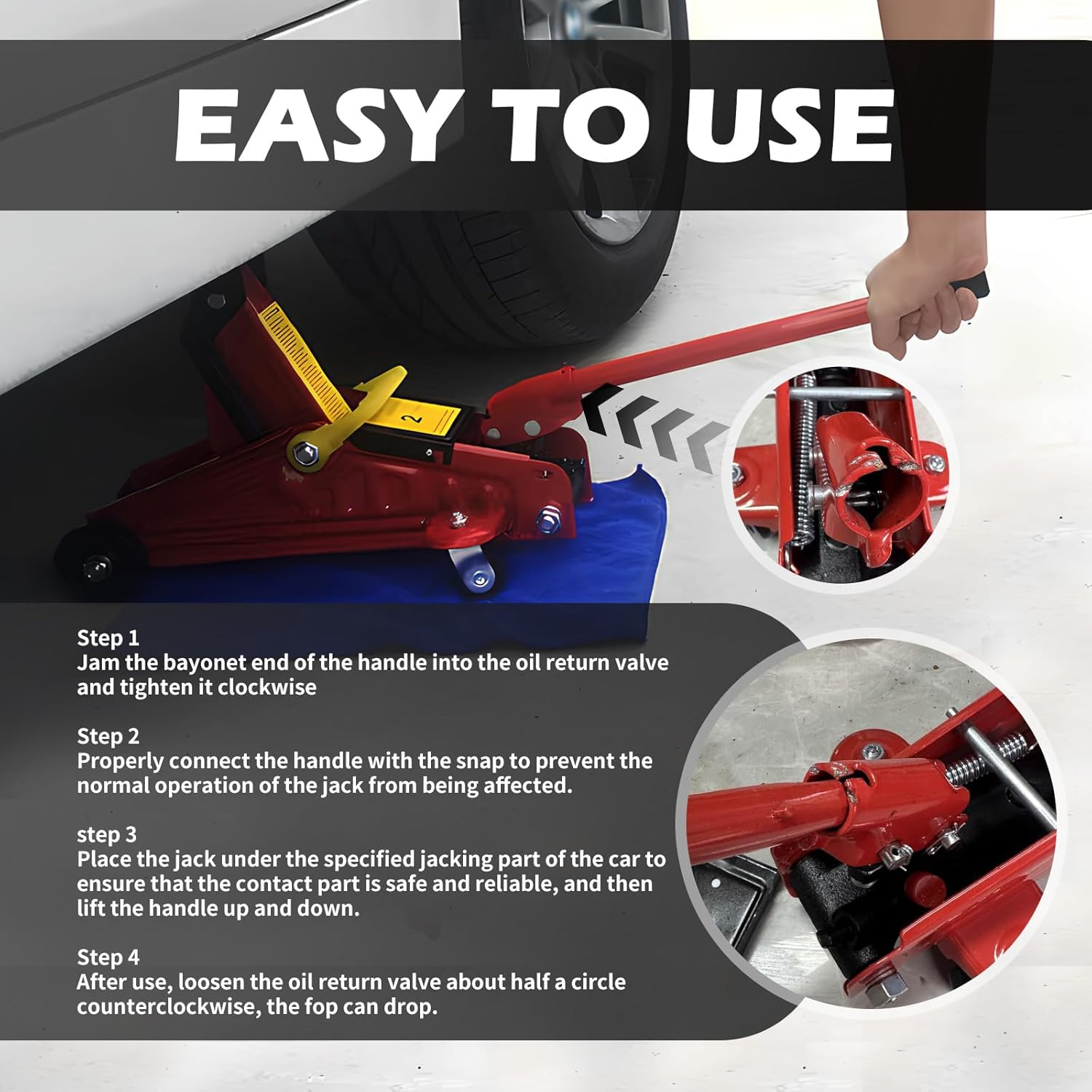 2 Ton Replacement Jack Rod for Professional Floor Jacks with Anti-Slip Handle
