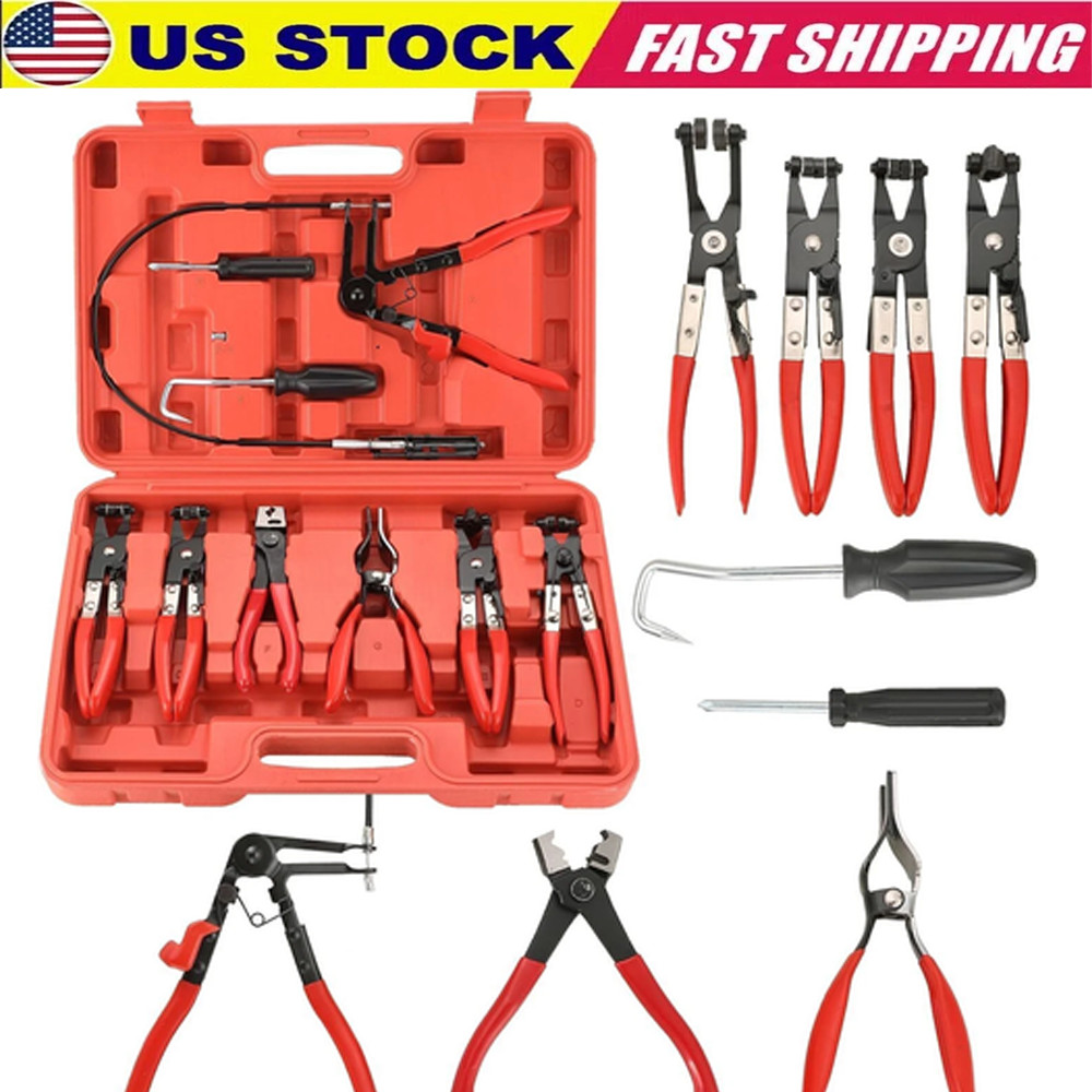 Hose Clamp Clip Remover Pliers Wire Long Reach Kit Fuel Oil Water Hose Tools US