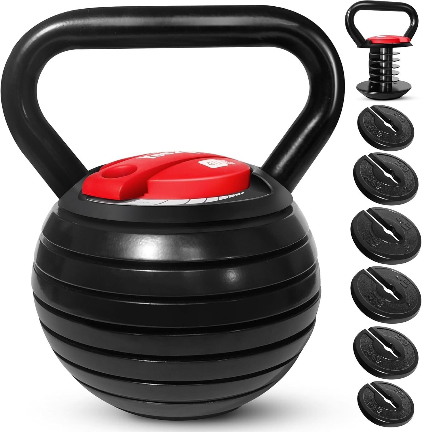 Adjustable Kettlebell Set 40LB Weight Set Cast Iron Handle with Spacer Disks