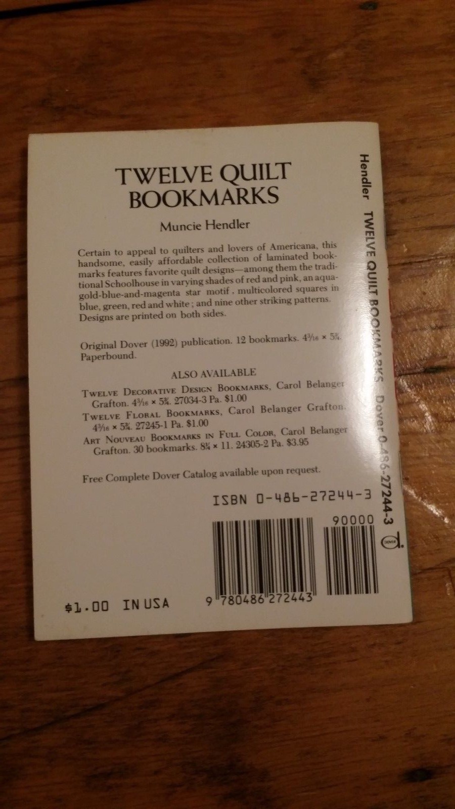 MUNCIE HANDLER TWELEVE QUILT BOOKMARKS FREE SHIPPING