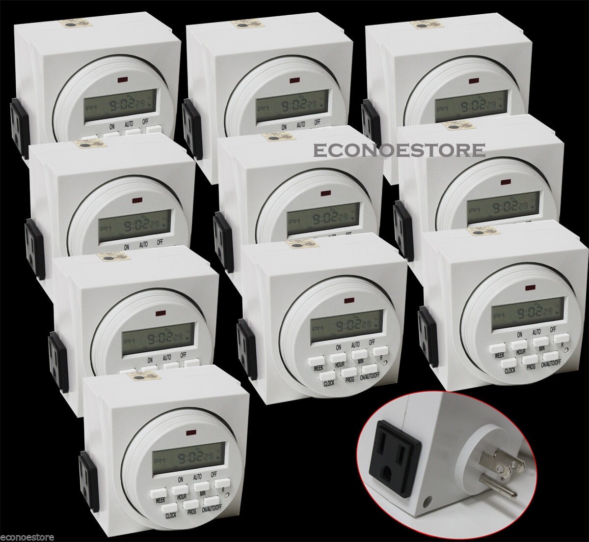 Lot(10)7 Day Dual Outlet Digital Timer Light Fan HydroponicTimers 15A 1725W UL