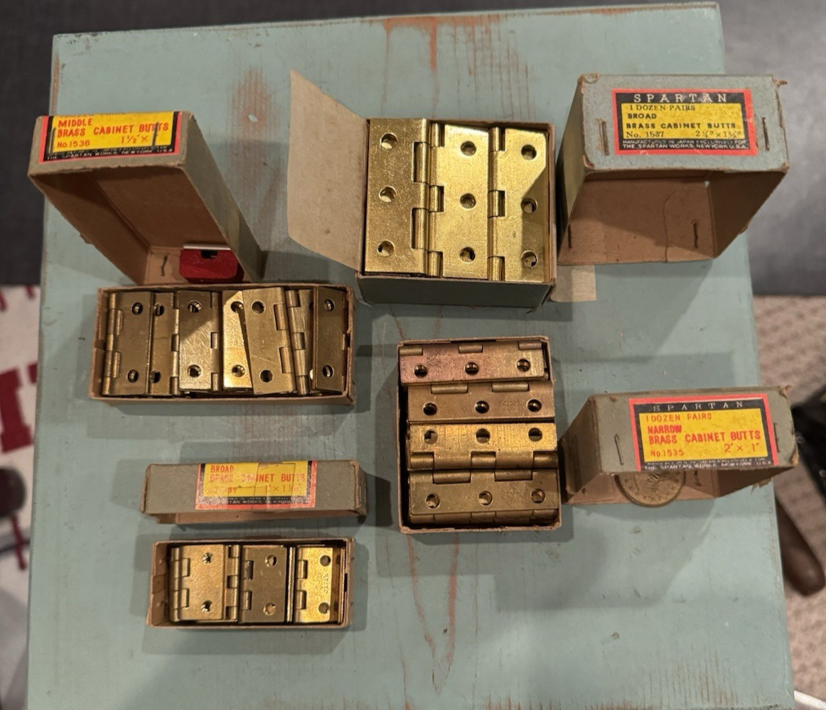 HUGE Vintage NOS Spartan Brass Cabinet Butts