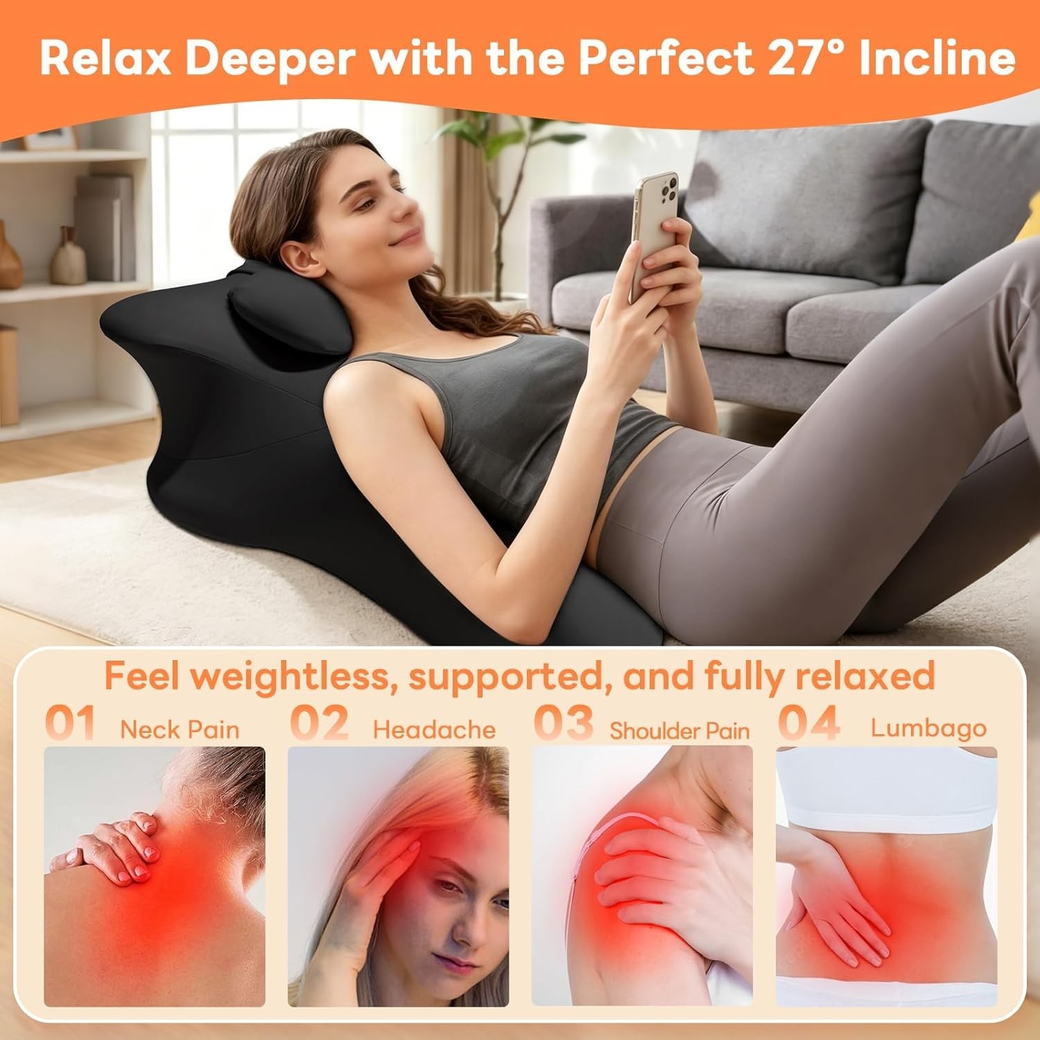 Sweet Spot Pillow,Couples Pillow, 27° Angle Perfect Position Memory Foam Support