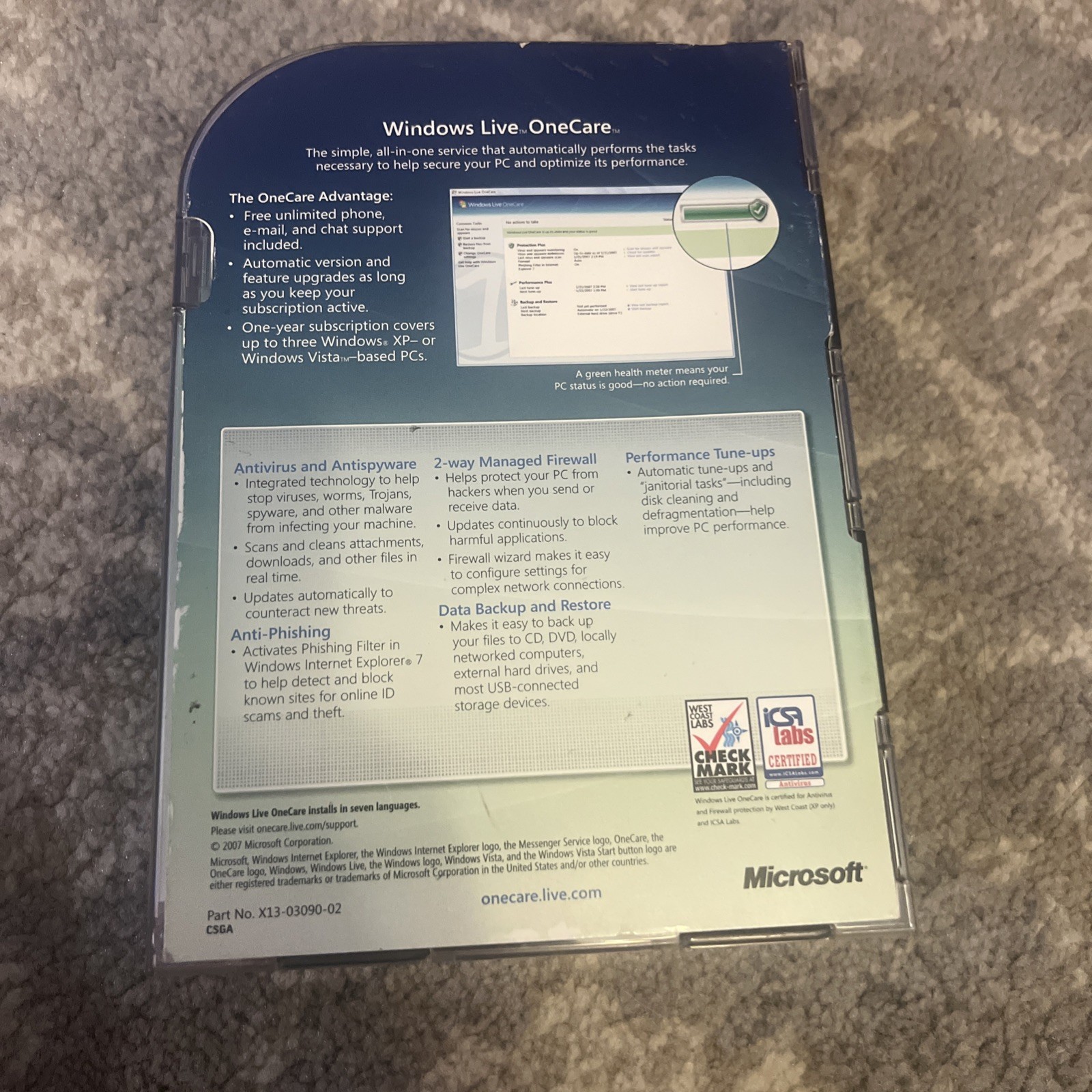 Windows Live OneCare (1 Year) for XP/Vista | Microsoft Boxed Security Software