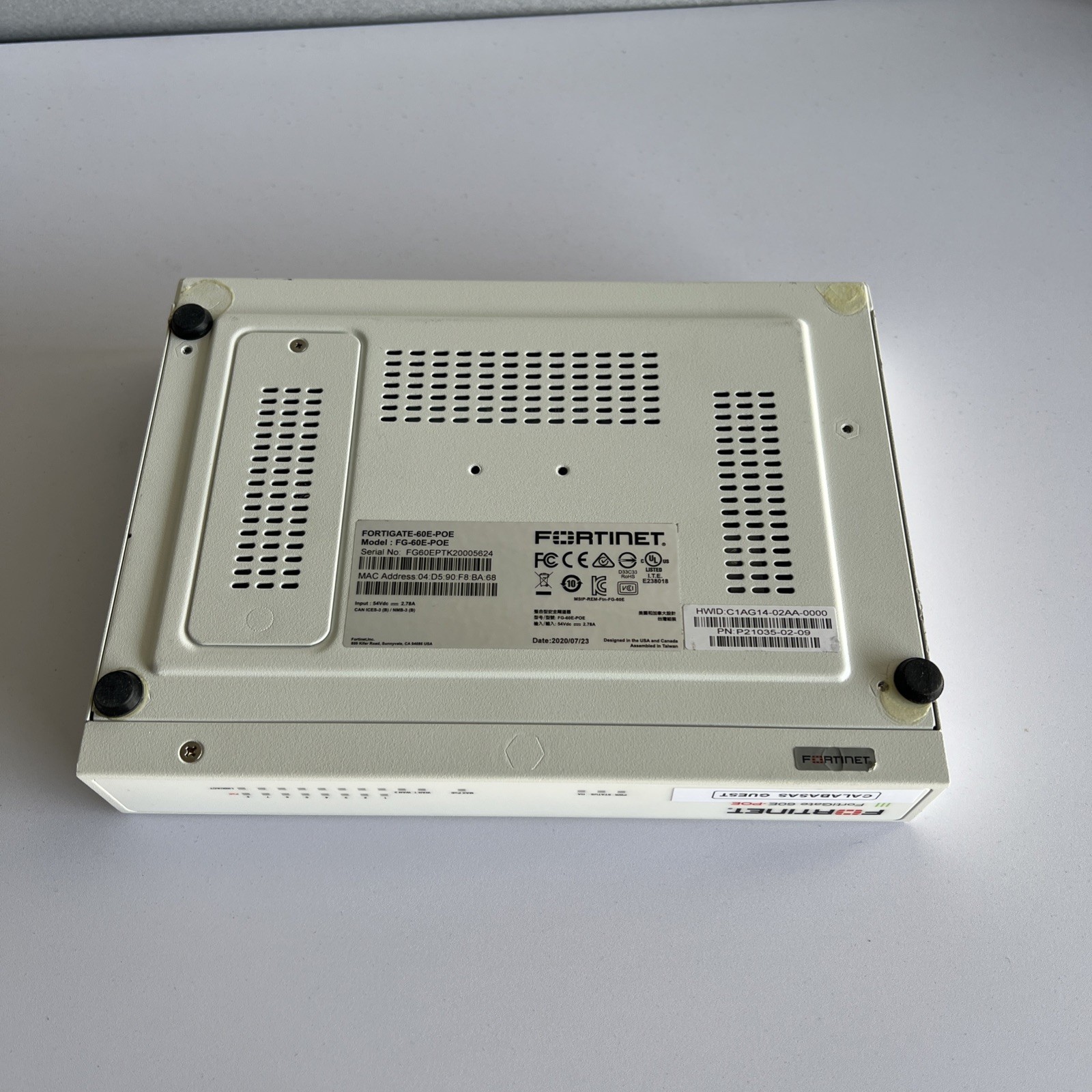 Fortinet Fortigate FG-60E POE Network Security Firewall without AC ADAPTER