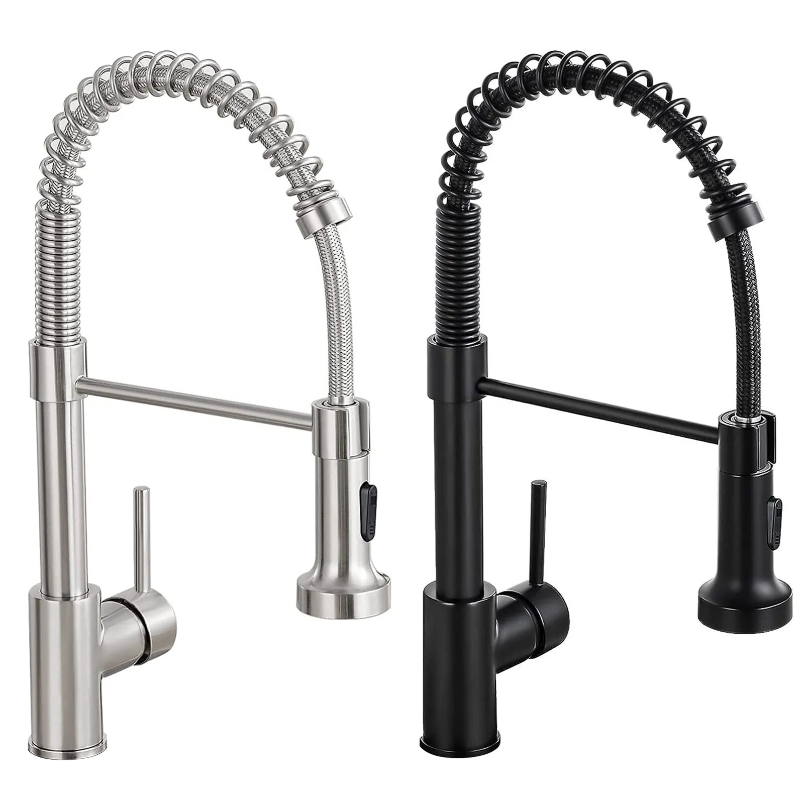 Kitchen Faucet Stainless Steel Sink Tap Single Handle Pull Out & Down Sprayer
