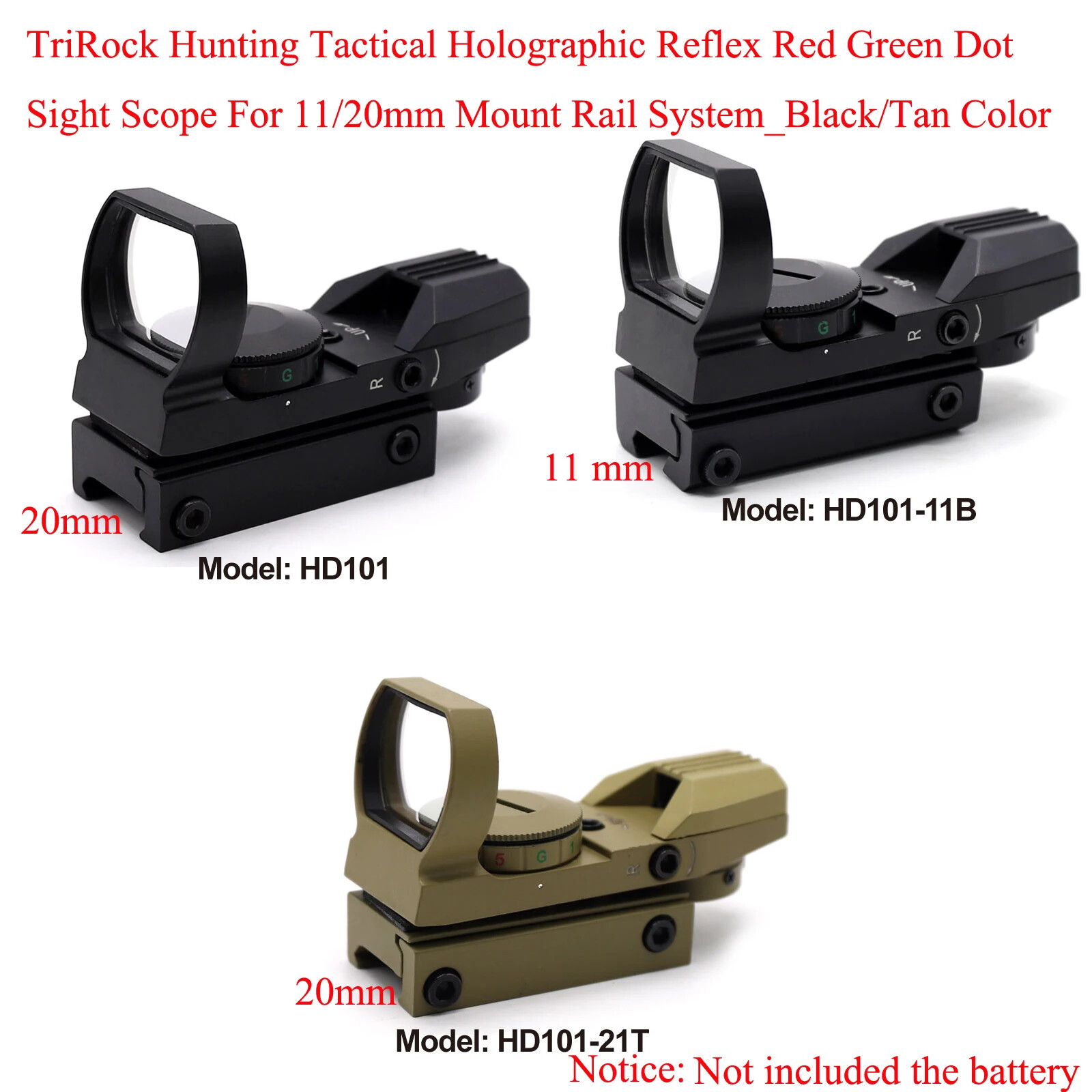 Reflex Optic Red Green Dot Sight Scope For 11/20mm Mount Rail Black/Tan Color