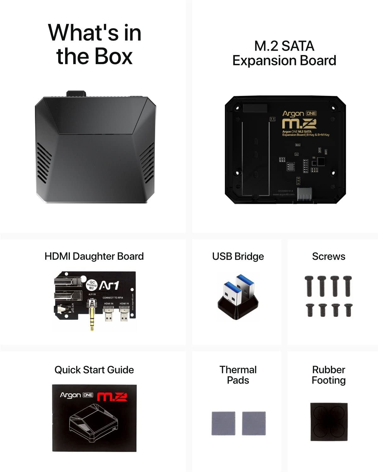 Argon ONE M.2 Aluminum Case for Raspberry Pi 4 with SATA SSD Only