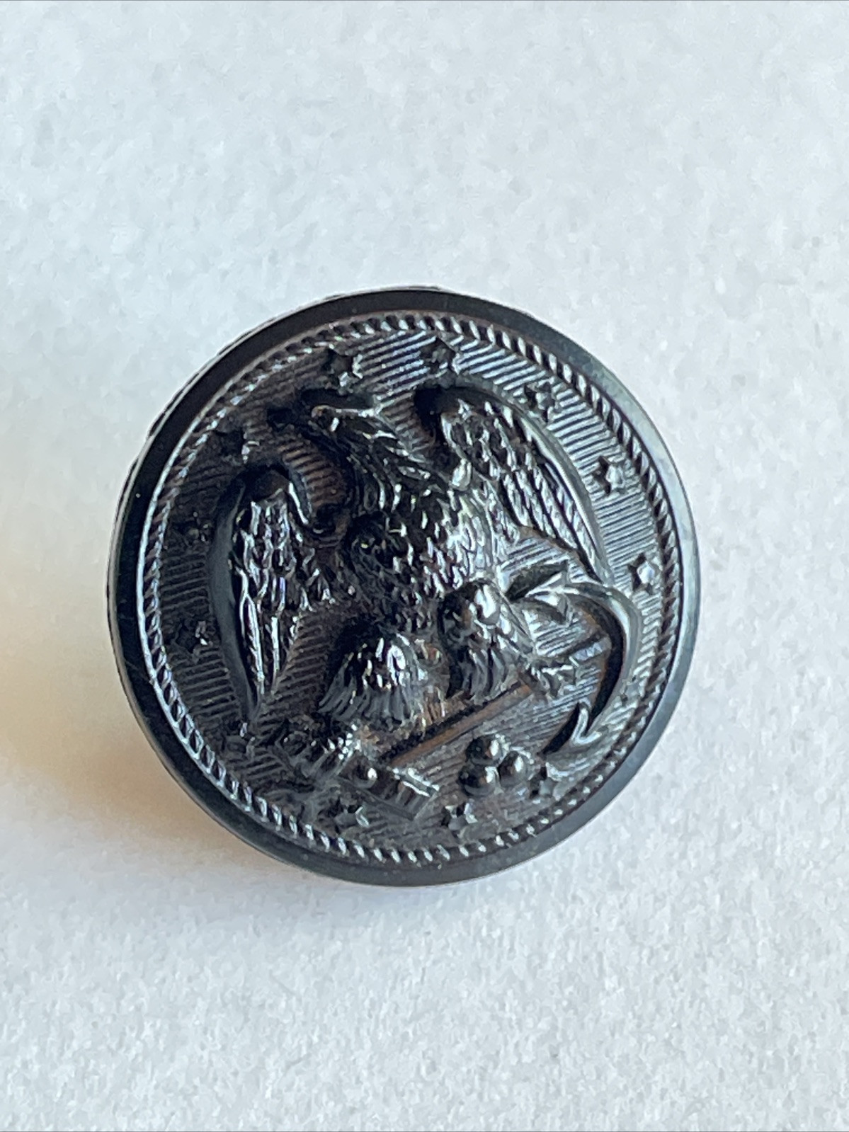 Vintage Black Nylon Eagle Military Uniform Button