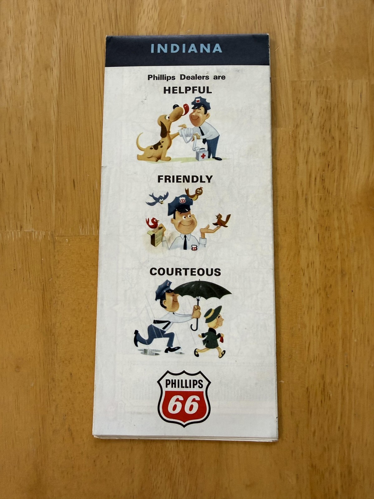 Vintage Phillips 66 Indiana Highway Road Map Travel Guide Folded Brochure USA
