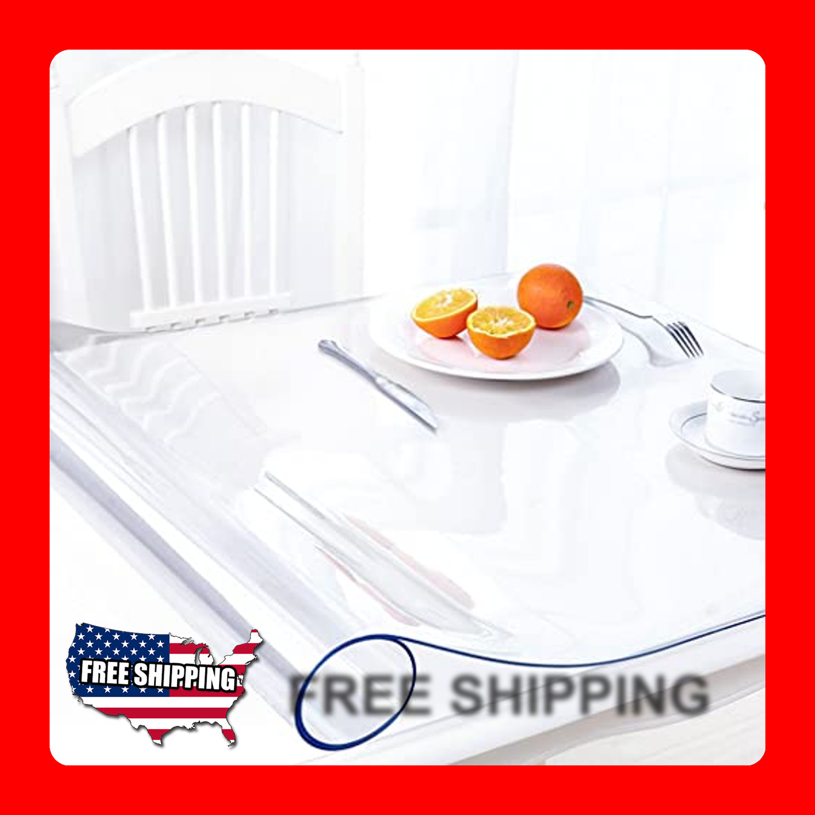 Clear Table Protector Vinyl Cover for Dining and Office Surfaces