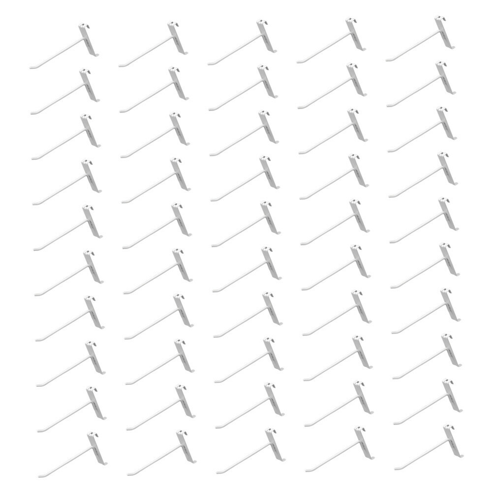 Wire Metal Hanger Retail Long Gridwall Hooks Grid Panel Display 50 PC White 4"