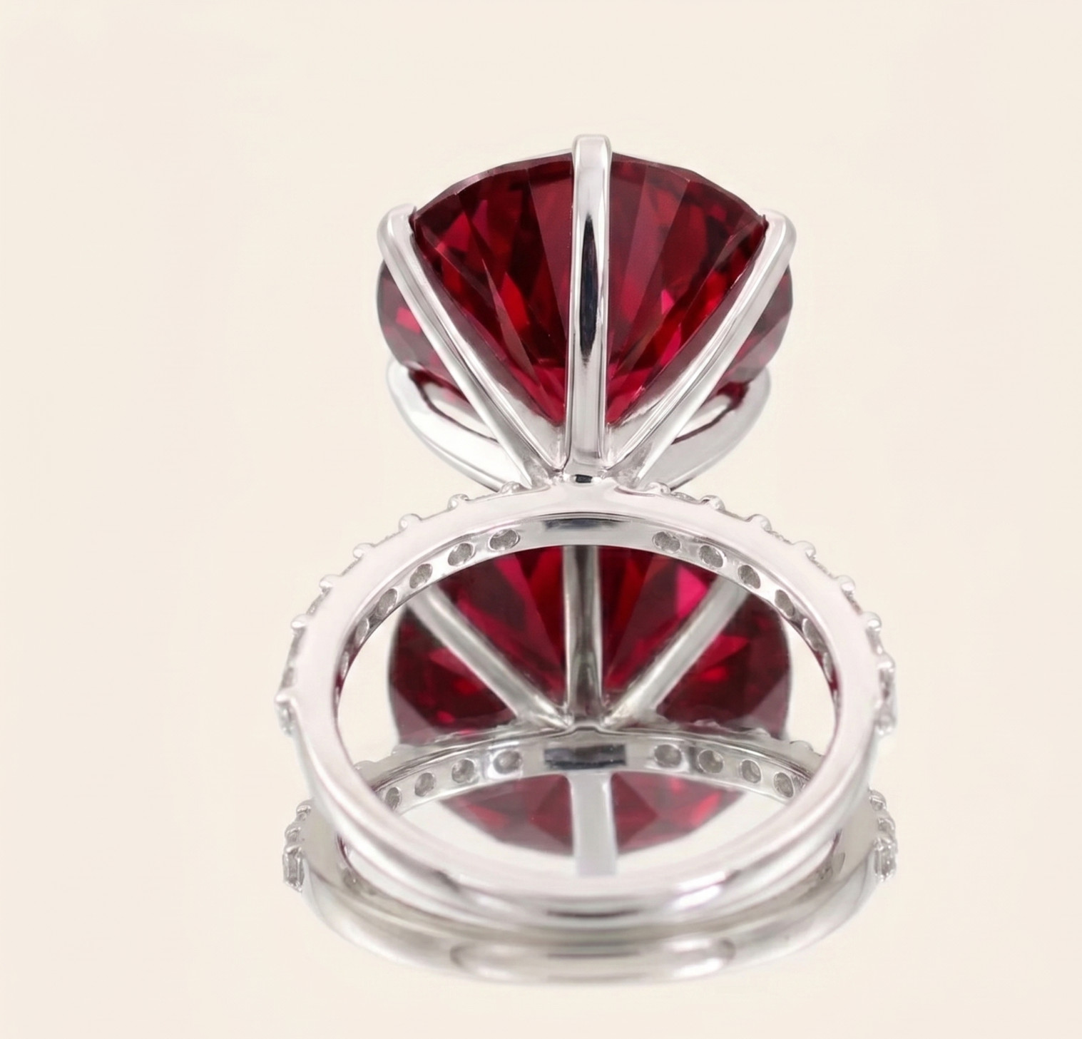 10.00 CT Certified Round Cut Red Diamond Ring, Tariffs FREE & Matching Studs.