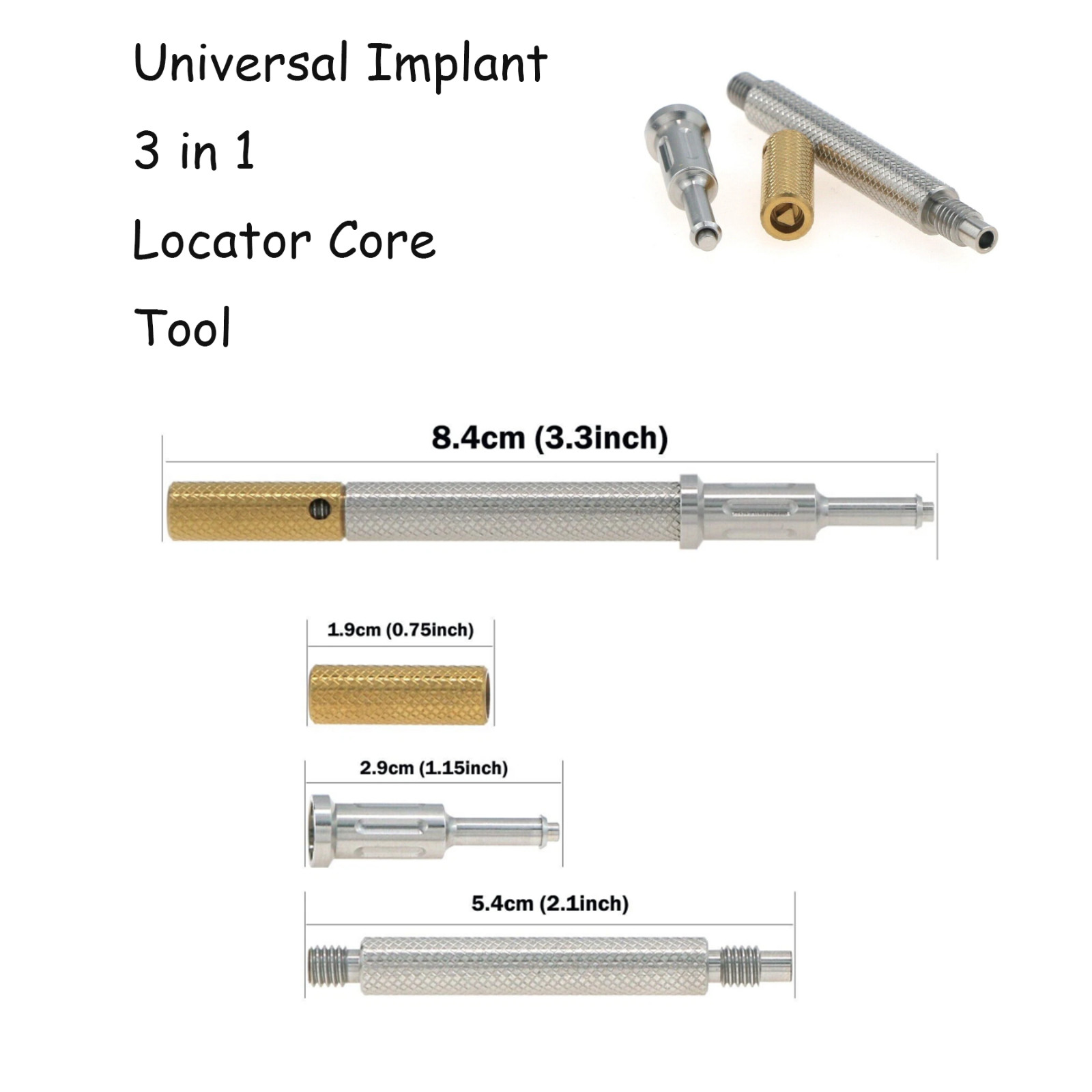 US Universal Implant Locator Core Tool Retention Caps Insertion Extraction Tool